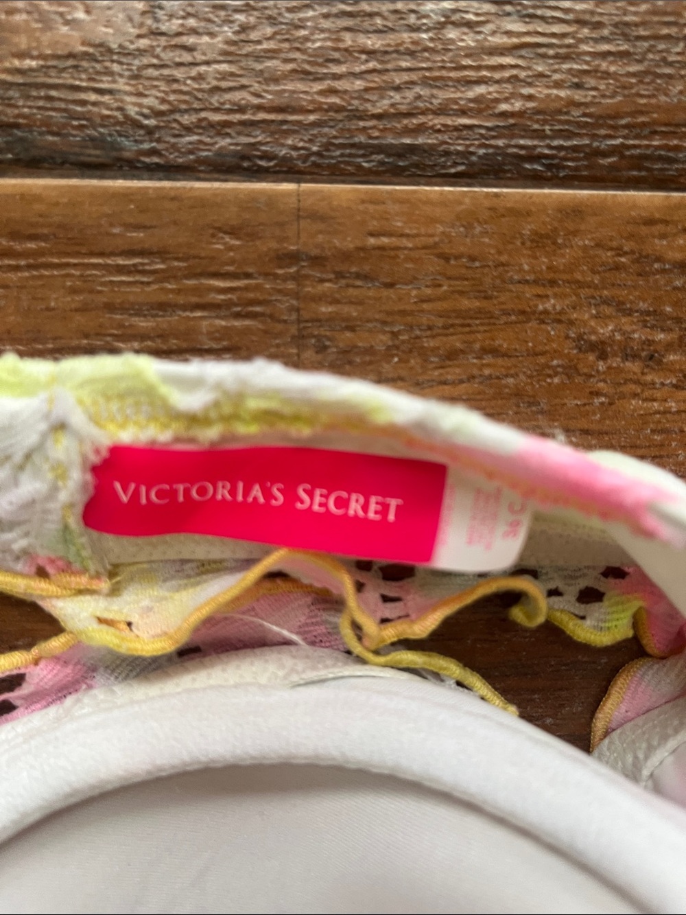 Victoria's Secret Neon Pink Yellow Floral Lace Bikini Top - Picture 4 of 4